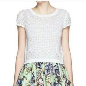 Alice + Olivia White Knit Embellished Top